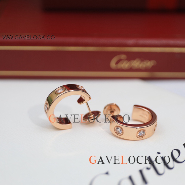 Cartier Love Rose Gold Earring with 4 Diamonds